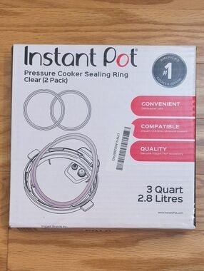 Instant Pot Pressure Cooker Sealing Ring (Clear) 3 Quart 2ct. NWT Open Box